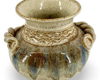 Signed Jena Shay Glazed Stoneware Ceramic Vase