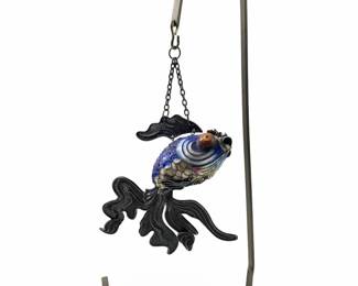 Chinese Silver Articulated Enamel Hanging Fish