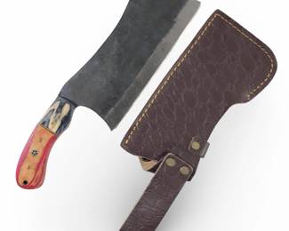 Custom Authentic Hand Forged Butchers Knife/Sheath