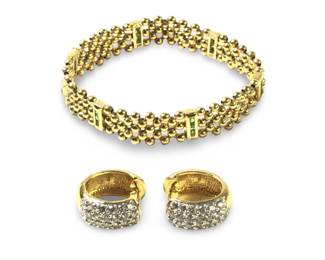 (3pc) Sterling Panther Link Gold Tone Bracelet