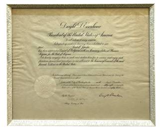Dwight D. Eisenhower Consul of Belgium Certificate