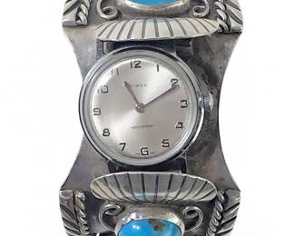 Native American Silver Turquoise Cuff Watch