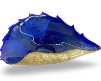 Vintage Seashell Design Art Glass Tray