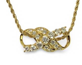 24KT Gold Fill Over Sterling CZ Ribbon Pendant