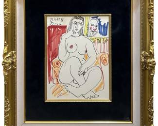 Signed Attributed Picasso Original Mixed Drawing