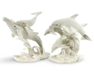 Fine Lenox Porcelain Dolphin and Whale Pod
