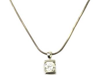 Sterling Silver Solitaire CZ Pendant Necklace