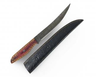 Custom Genuine Damascus Fillet Knife W/Sheath