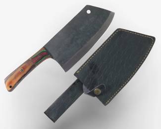 Custom Made Hand Forged Butchers Knife W/Sheath