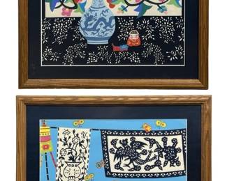 2pc. Chinese Folk Art Lithographs