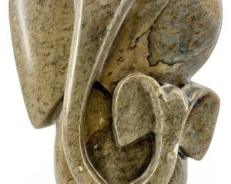 Abstract Carved Stone Elephant Sculpture