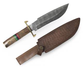 Custom Genuine Damascus Bowie Knife W/Sheath