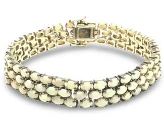 Gorgeous Sterling Silver 3 Row Opal Line Bracelet