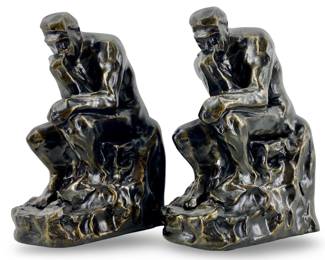 1999 Bronzed Plaster “The Thinker" Bookends