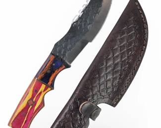Custom Made Hand Forged Skinning Knife W/Sheath