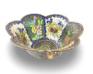 Vintage Plique a Jour Floral Trinket Dish