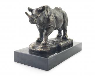 Signed Dali Bronze Rhino Sculpture