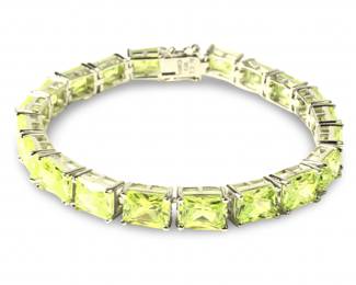 Sterling Princess Cut Peridot Tennis Bracelet