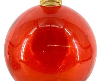 Spherical Orange Spanish Art Glass Vase