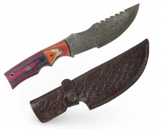 Custom Genuine Damascus Cowboy Knife W/Sheath