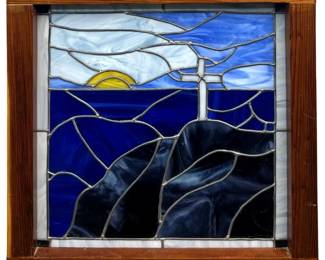 Vintage Religious Stained Glass Wall Decor