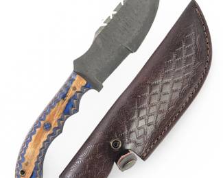 Custom Genuine Damascus Tracker Knife W/Sheath
