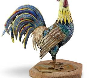 Vintage Metal Rooster Garden Sculpture