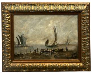 19th Cent Signed Henry Scott Tuke Oil on Panel