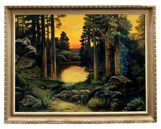 Signed M. Maddox Forest Oil on Canvas