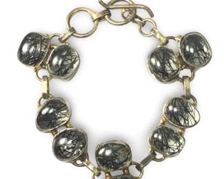 Sterling Silver Black Rutilated Quartz Bracelet
