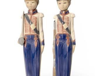 2pc Lladro Porcelain Cadet Figurines