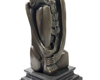 Signed Dali Abstract Cubism Flower Lady Bronze