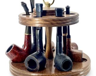 7pc Vintage Pipe Collection & Carousel Stand