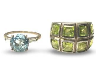 (2) Incredible Sterling Silver Gemstone Rings