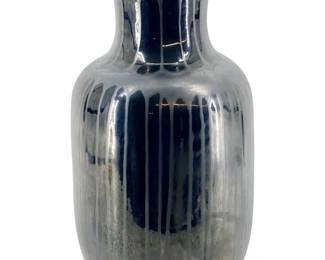 Signed Emio Brown Italian Black Ceramic Vase