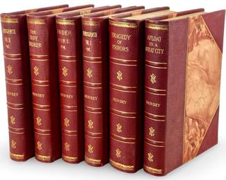 6pc Frank A. Munsey Leather Bound Book Collection