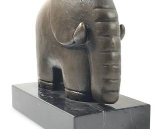 Signed Dali Bronze Elephant on Marble Sculpture