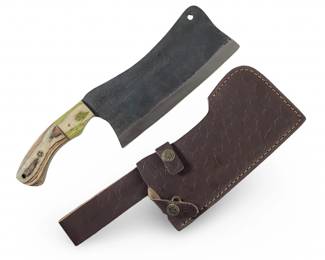 Custom Made Hand Forged Butchers Knife W/Sheath