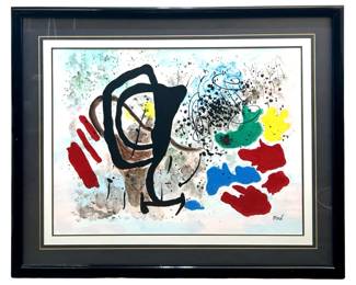 Signed Joan Miro Abstract Lithograph On Paper