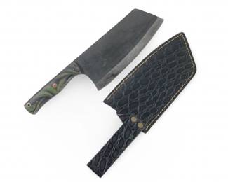 Custom Made Hand Forged Butchers Knife W/Sheath