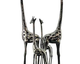 Hand Forged Austin Metal Giraffe Family