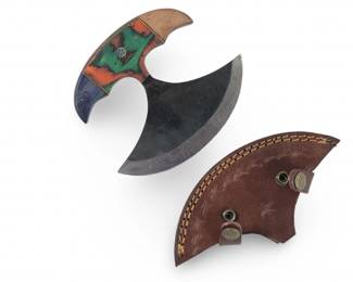 Custom Made Hand Forged Ulu Knife W/Sheath