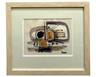 Signed Johnson Abstract Watercolor Painting
