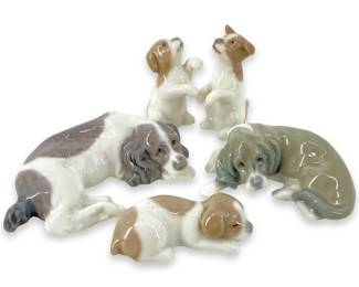 5pc Lladro Porcelain Puppy Figure Collection