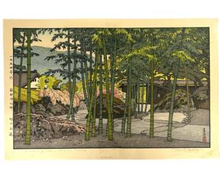 Signed Toshi Yoshida “Bamboo Garden" Woodblock