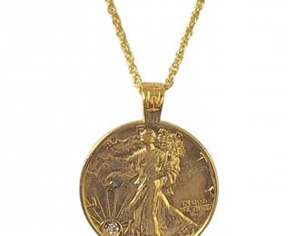 Walking Liberty Half Dollar Diamond Gold Plate