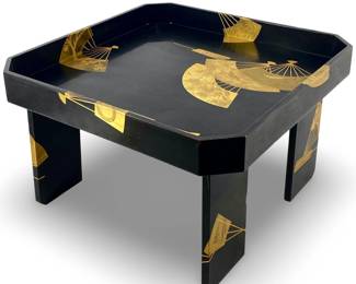 Japanese Fan Design Miniature Lacquer Table