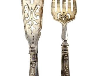 2pc Antique Silver Fork and Knife Set