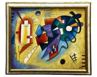 Signed Attributed Kandinsky Abstract Oil on Canvas
