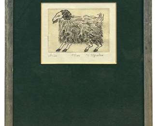 Vintage Signed V. Morales “Aries" Etching
